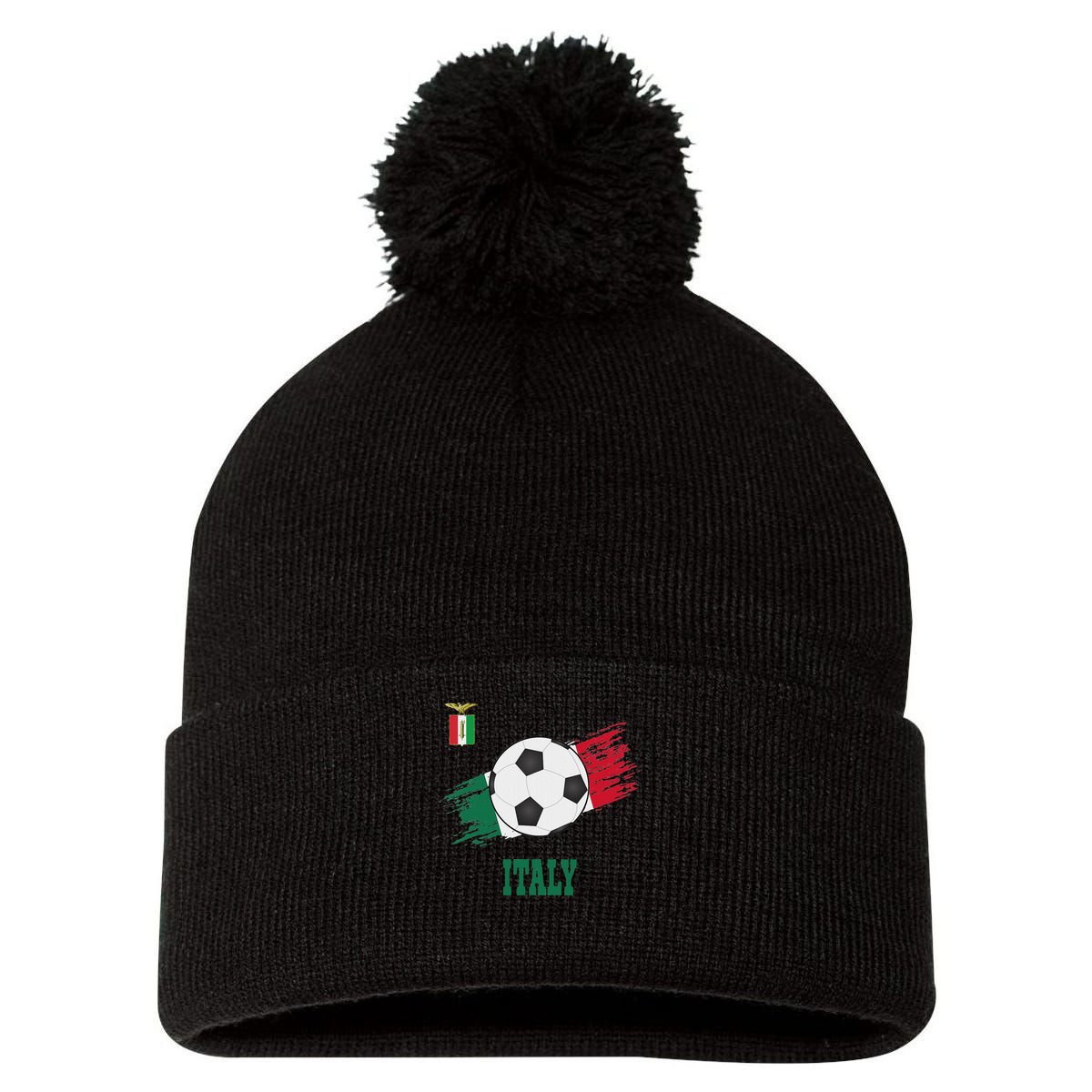 Italy Soccer Italian Football Italia Futbol Pom Pom 12in Knit Beanie