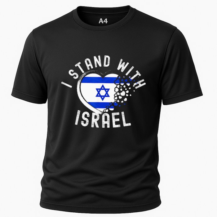 I Support Israel I Stand With Israel Heart Israeli Flag Cooling Performance Crew T-Shirt