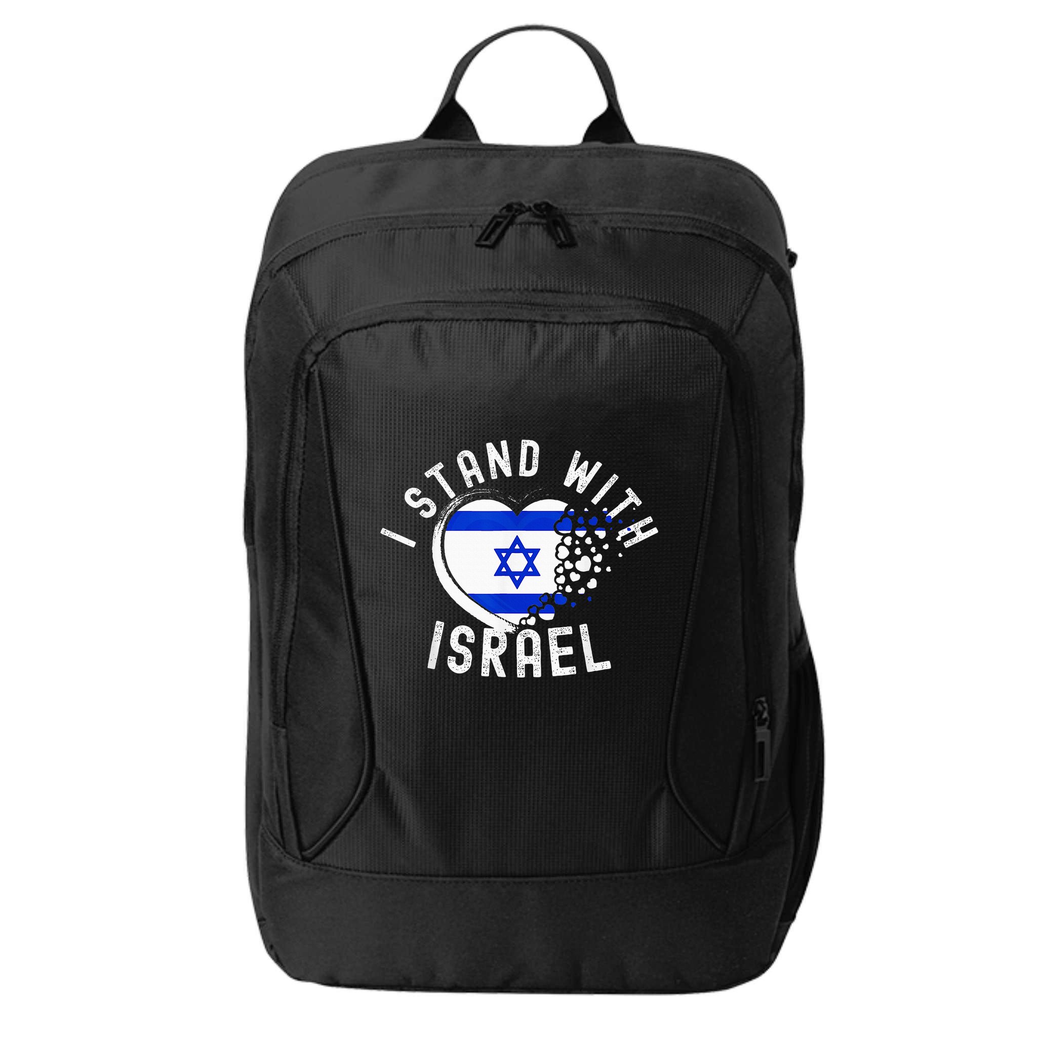 I Support Israel I Stand With Israel Heart Israeli Flag City Backpack