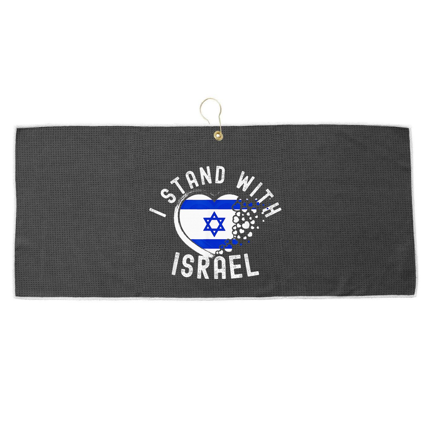 I Support Israel I Stand With Israel Heart Israeli Flag Large Microfiber Waffle Golf Towel
