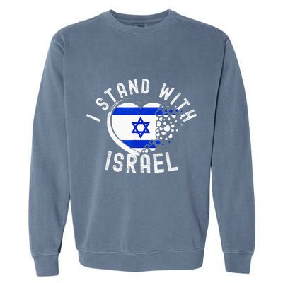 I Support Israel I Stand With Israel Heart Israeli Flag Garment-Dyed Sweatshirt