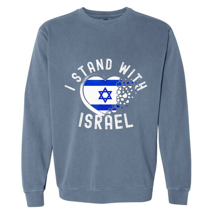 I Support Israel I Stand With Israel Heart Israeli Flag Garment-Dyed Sweatshirt