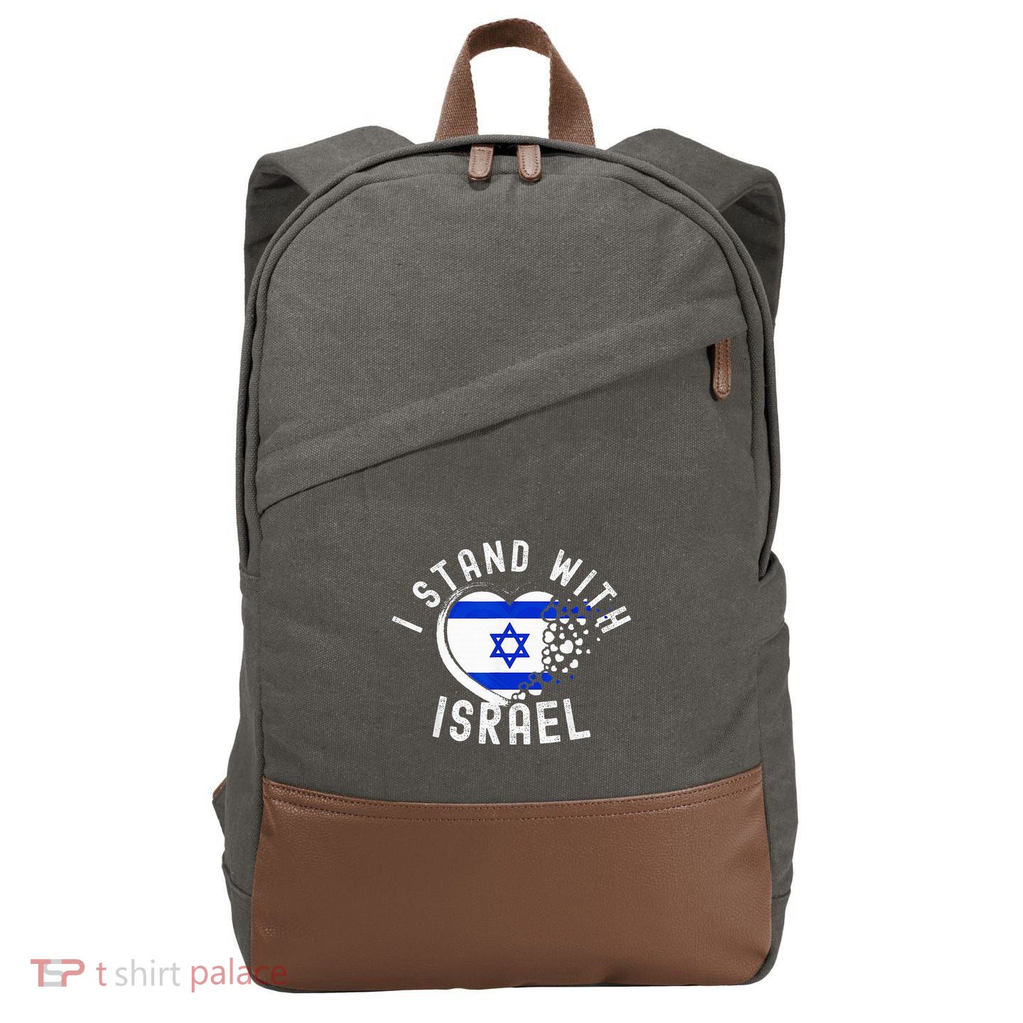 I Support Israel I Stand With Israel Heart Israeli Flag Cotton Canvas Backpack