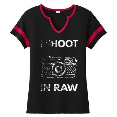 I Shoot In RAW Photographer Ladies Halftime Notch Neck Tee