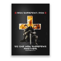 Iron Sharpens Iron Christian Scripture Crosses Lion Graphic Poster