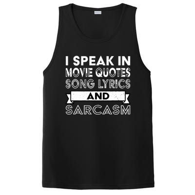 I Speak In Movie Quotes Song Lyric & Sarcasm Funny Vintage PosiCharge Competitor Tank