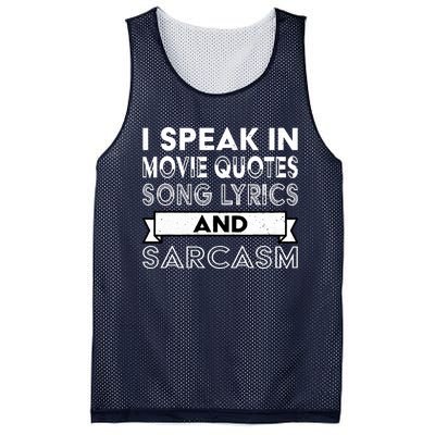 I Speak In Movie Quotes Song Lyric & Sarcasm Funny Vintage Mesh Reversible Basketball Jersey Tank