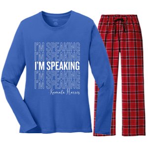 IM Speaking Iconic Kamala Harris 2024 For President Meaningful Gift Women's Long Sleeve Flannel Pajama Set 