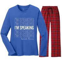 IM Speaking Iconic Kamala Harris 2024 For President Meaningful Gift Women's Long Sleeve Flannel Pajama Set 