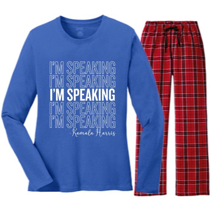 IM Speaking Iconic Kamala Harris 2024 For President Meaningful Gift Women's Long Sleeve Flannel Pajama Set 