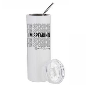 IM Speaking Iconic Kamala Harris 2024 For President Meaningful Gift Stainless Steel Tumbler