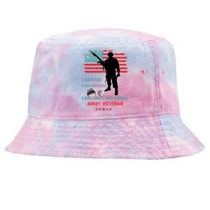 I Served I Sacrificed I Regret Nothing Army Veteran Cute Gift Tie-Dyed Bucket Hat