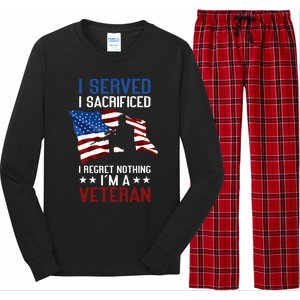 I Served I Sacrificed I Regret Nothing I'm A Veteran Cute Gift Long Sleeve Pajama Set