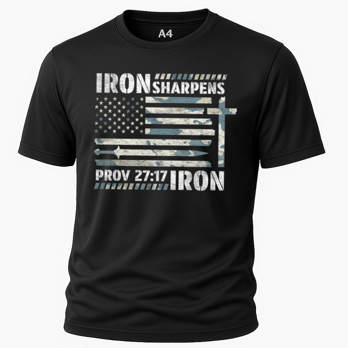 Iron Sharpens Iron Proverbs Bible Verse Christian Cooling Performance Crew T-Shirt