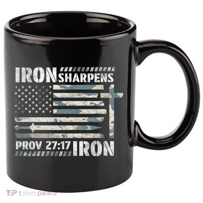 Iron Sharpens Iron Proverbs Bible Verse Christian 11oz C Handle Ceramic Mug