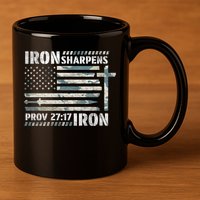 Iron Sharpens Iron Proverbs Bible Verse Christian 11oz C Handle Ceramic Mug