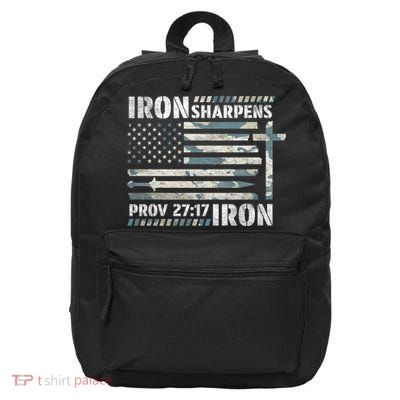 Iron Sharpens Iron Proverbs Bible Verse Christian 16 in Basic Backpack
