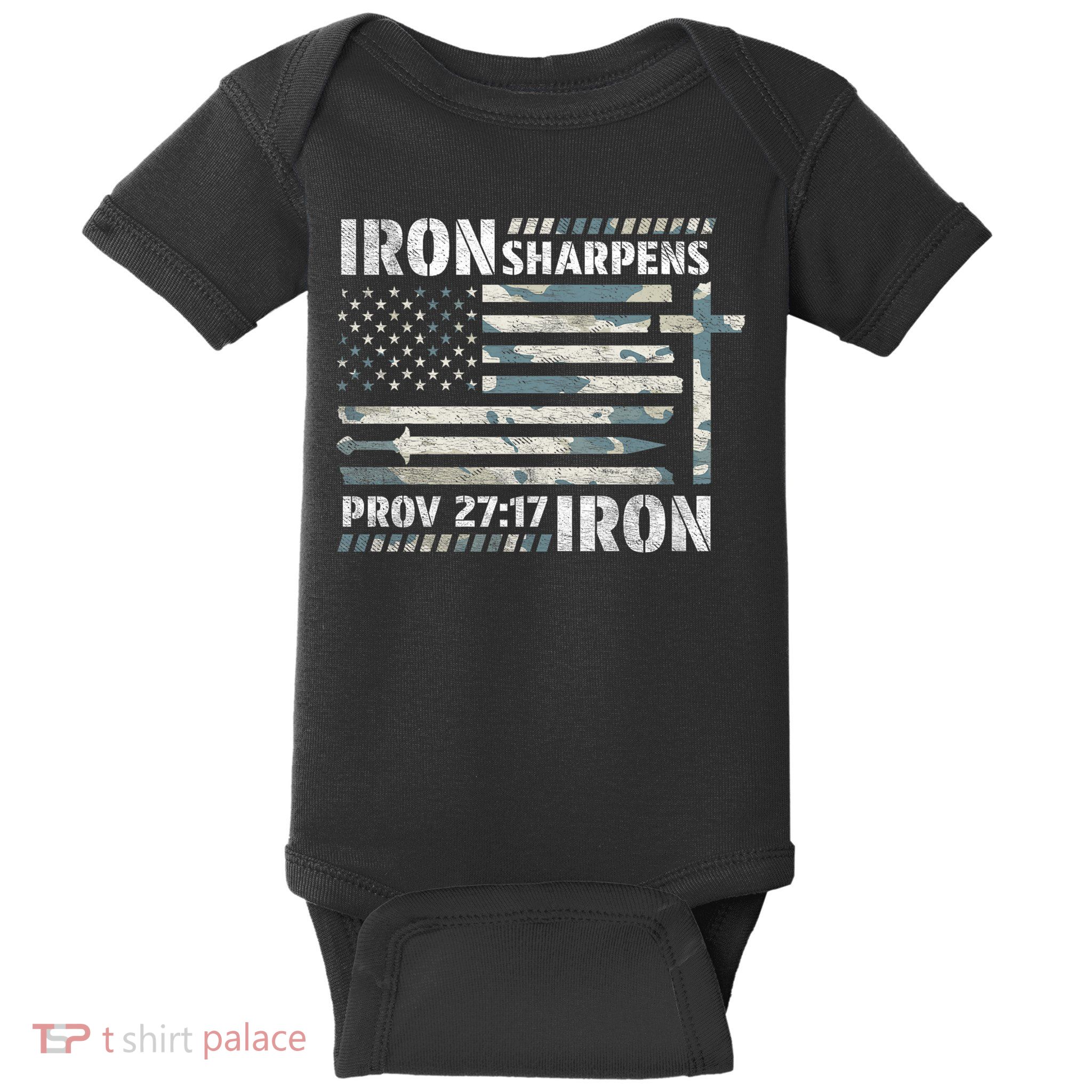Iron Sharpens Iron Proverbs Bible Verse Christian Baby Bodysuit