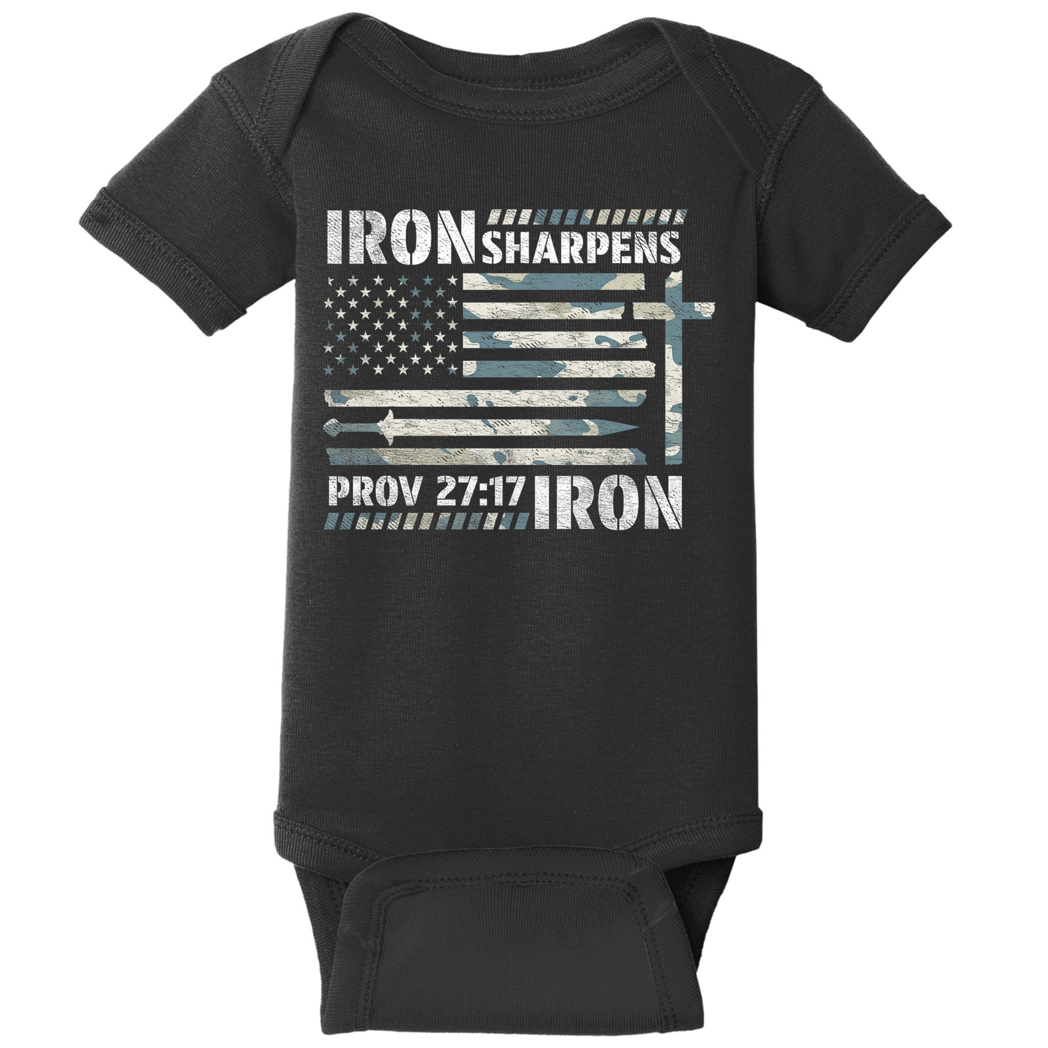 Iron Sharpens Iron Proverbs Bible Verse Christian Baby Bodysuit