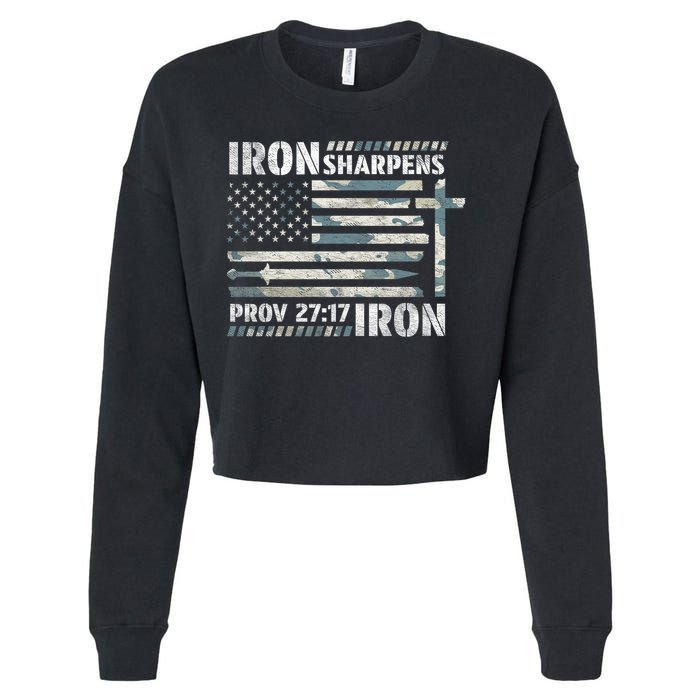 Iron Sharpens Iron Proverbs Bible Verse Christian Cropped Pullover Crew