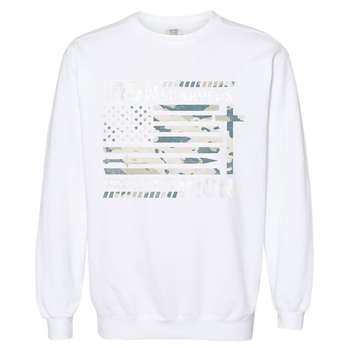 Iron Sharpens Iron Proverbs Bible Verse Christian Garment-Dyed Sweatshirt