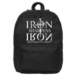 Iron Sharpens Iron Brothers In Christ 16 in Basic Backpack