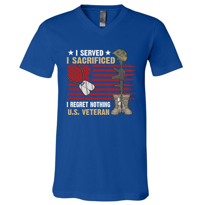 I Served I Sacrificed Us Veteran Awesome Graphic Classic Cool Gift V-Neck T-Shirt