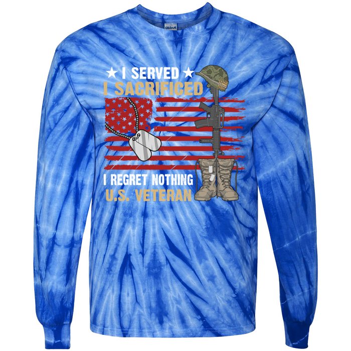 I Served I Sacrificed Us Veteran Awesome Graphic Classic Cool Gift Tie-Dye Long Sleeve Shirt