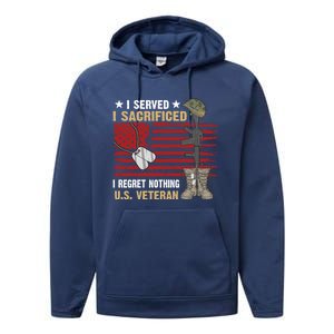 I Served I Sacrificed Us Veteran Awesome Graphic Classic Cool Gift Performance Fleece Hoodie