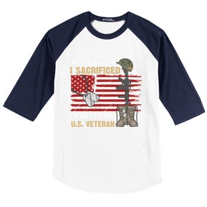 I Served I Sacrificed Us Veteran Awesome Graphic Classic Cool Gift Baseball Sleeve Shirt