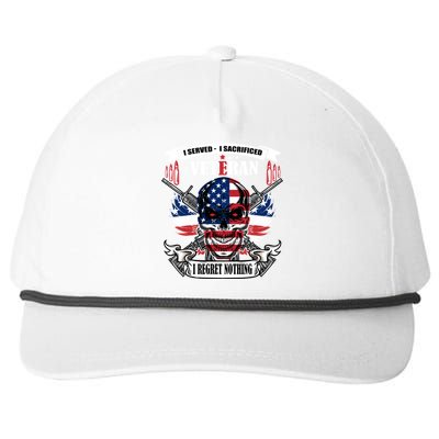 I Served I Sacrificed Veteran I Regret Nothing Gift Snapback Five-Panel Rope Hat