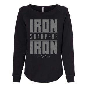 Iron SharpenS Iron Christian Bible Scripture Gym Workout Great Gift Womens California Wash Sweatshirt