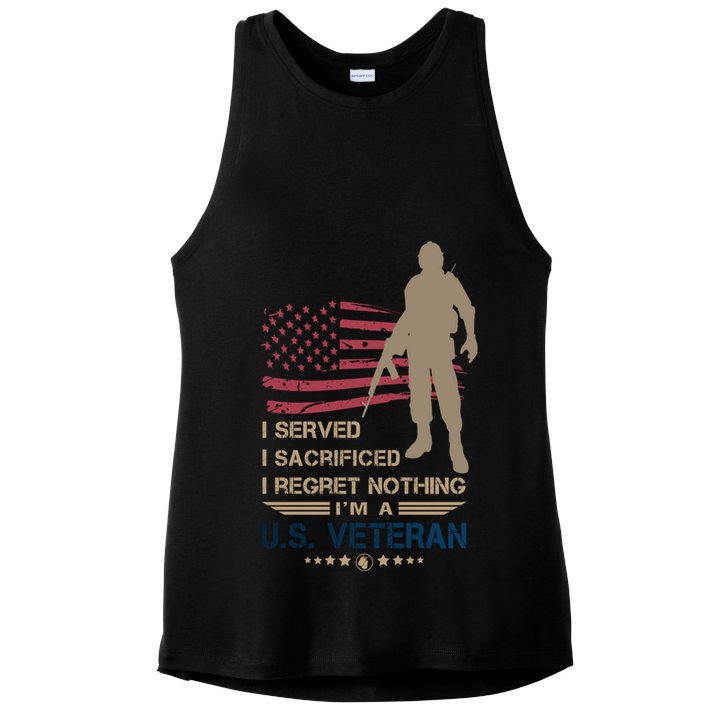 I Served I Sacrificed I Regret Nothing Us Veterans Day Gift Ladies PosiCharge Tri-Blend Wicking Tank