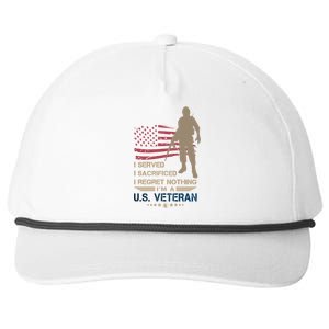 I Served I Sacrificed I Regret Nothing Us Veterans Day Gift Snapback Five-Panel Rope Hat