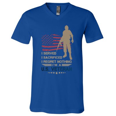 I Served I Sacrificed I Regret Nothing Us Veterans Day Gift V-Neck T-Shirt