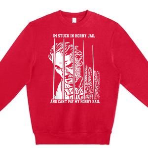 Im Stuck In Horny Jail And Cant Pay My Horny Bail Premium Crewneck Sweatshirt