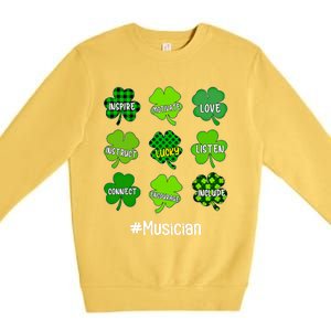 Irish Shamrock Inspire Love Lucky Musician St Patricks Day Gift Premium Crewneck Sweatshirt