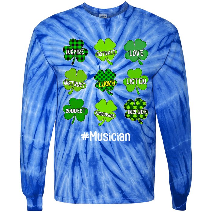 Irish Shamrock Inspire Love Lucky Musician St Patricks Day Gift Tie-Dye Long Sleeve Shirt