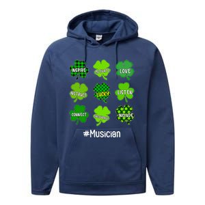 Irish Shamrock Inspire Love Lucky Musician St Patricks Day Gift Performance Fleece Hoodie