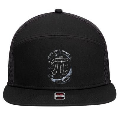 Infinite Space Infinite Pi 3.14 Funny Pi Day Spiral Pi Math .Png 7 Panel Mesh Trucker Snapback Hat