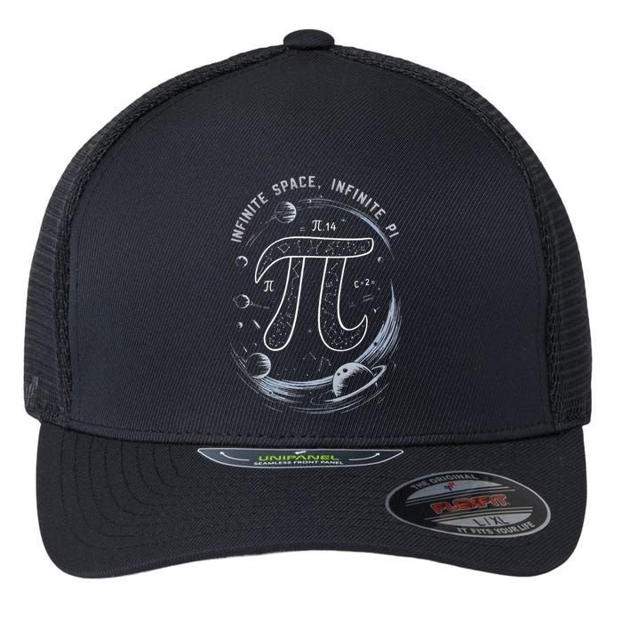 Infinite Space Infinite Pi 3.14 Funny Pi Day Spiral Pi Math .Png Flexfit Unipanel Trucker Cap