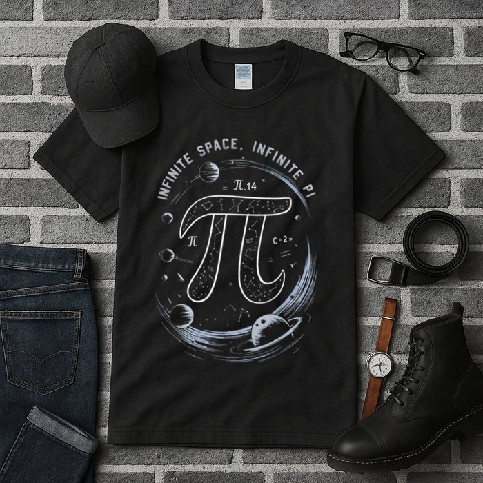 Infinite Space Infinite Pi 3.14 Funny Pi Day Spiral Pi Math .Png Tall T-Shirt