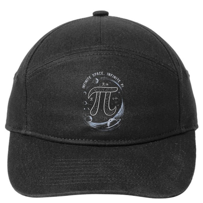 Infinite Space Infinite Pi 3.14 Funny Pi Day Spiral Pi Math .Png 7-Panel Snapback Hat