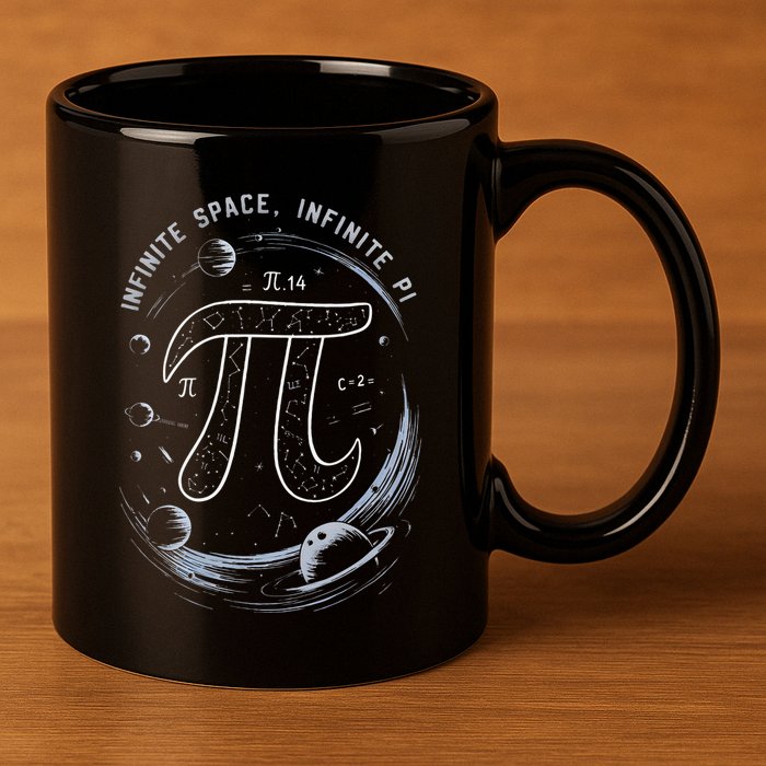 Infinite Space Infinite Pi 3.14 Funny Pi Day Spiral Pi Math .Png 11oz C Handle Ceramic Mug