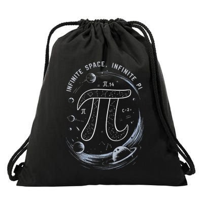 Infinite Space Infinite Pi 3.14 Funny Pi Day Spiral Pi Math .Png Drawstring Bag