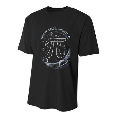 Infinite Space Infinite Pi 3.14 Funny Pi Day Spiral Pi Math .Png Youth Performance Sprint T-Shirt
