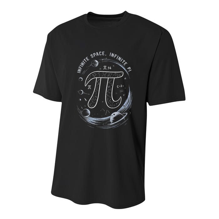Infinite Space Infinite Pi 3.14 Funny Pi Day Spiral Pi Math .Png Youth Performance Sprint T-Shirt