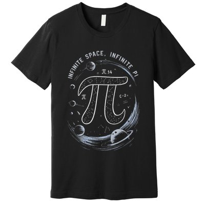 Infinite Space Infinite Pi 3.14 Funny Pi Day Spiral Pi Math .Png Premium T-Shirt