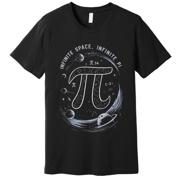 Infinite Space Infinite Pi 3.14 Funny Pi Day Spiral Pi Math .Png Premium T-Shirt