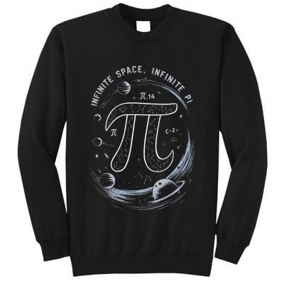 Infinite Space Infinite Pi 3.14 Funny Pi Day Spiral Pi Math .Png Tall Sweatshirt